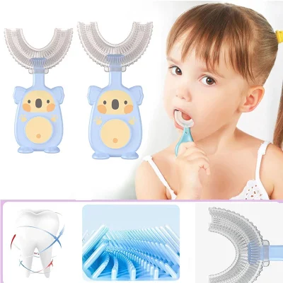 Cepillo de dientes para niños Bebé en forma de U Cepillo de dientes para niños Dientes de silicona suave Cepillo para recién nacidos Niños Dientes Cuidado bucal Limpieza Salud